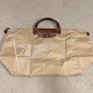 Longchamp Le Pliage Duffle Bag Tan Eiffel Tower